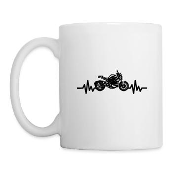 Heartbeat Motorrad - Maschine Motorsport Freiheit - Tasse - Weiß - Links