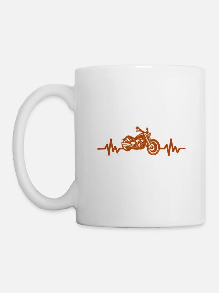 Heartbeat Motorrad - Biker - Chopper - Freiheit - Tasse - Weiß