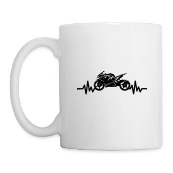 Heartbeat Motorrad - Maschine Motorsport Freiheit - Tasse - Weiß - Links