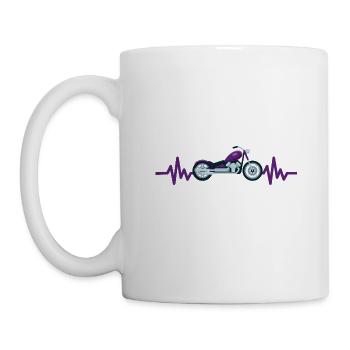 Heartbeat Motorrad - Biker - Chopper - Freiheit - Tasse - Weiß - Links