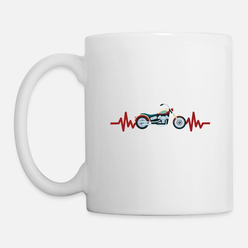 Heartbeat Motorcycle - Biker - Chopper - Freedom - Mug - white