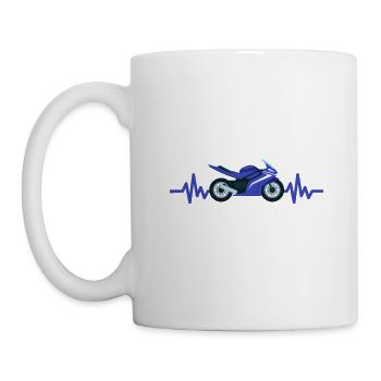 Heartbeat Motorrad - Maschine Motorsport Freiheit - Tasse - Weiß - Links