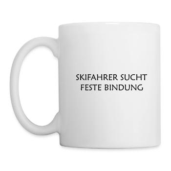 Skifahrer sucht feste Bindung - cooles Motiv - Tasse - Weiß - Links