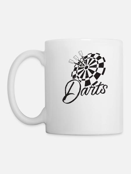 Dart Darts Spieler Pfeile Geschenk Team Scheibe - Tasse - Weiß
