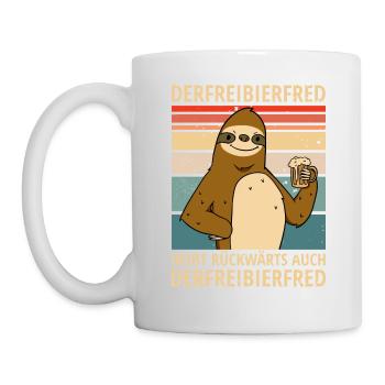 Faultier Spruch Bier Derfreibierfred Party Saufen - Tasse - Weiß - Links