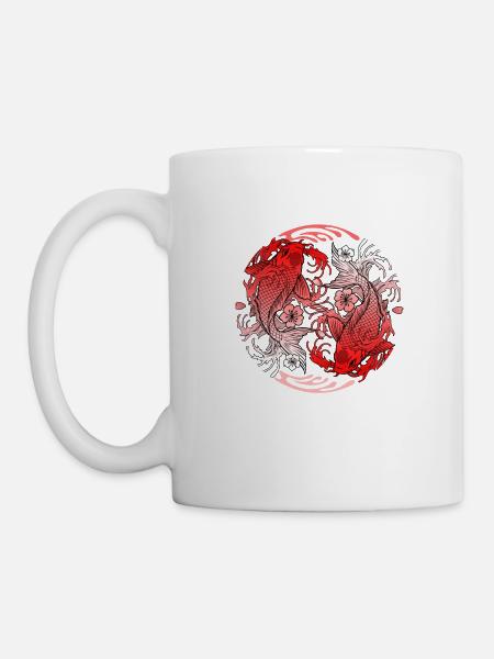 Chemise en fleurs de cerisier, carpe koï japonaise - Mug blanc - blanc