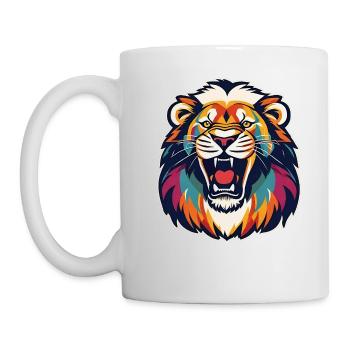 Lion rugissant dans un style rétro cool - Mug blanc - blanc - Gauche