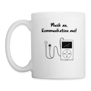 Musik an, Kommunikation aus T-Shirt - Tasse - Weiß - Links