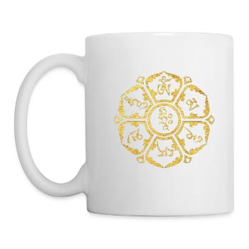 Om Mani Padme Hum Spirituelles Schutzmantra - Tasse - Weiß - Links