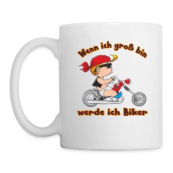 CD - wenn ich groß bin werde ich Biker - Motorrad - Tasse - Weiß - Links