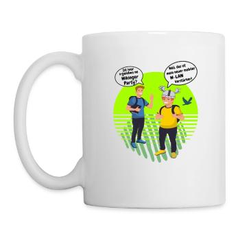 Wikinger Party oder W-LAN Verstärker Wifi Design - Tasse - Weiß - Links