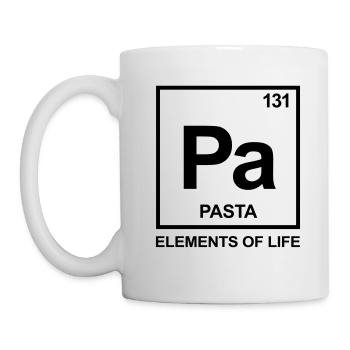 Elements of life: 131 pasta periodic table - Mug - white - Left