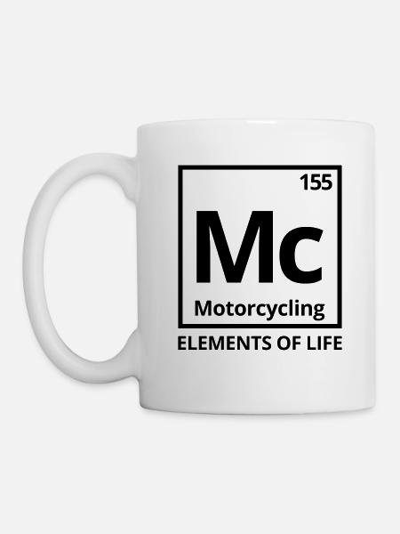 Éléments de la vie: 155 Tableau périodique de la moto - Mug blanc - blanc