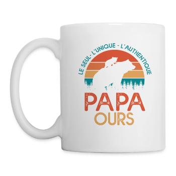 papa ours cadeau papa tshirt papa ours - Mug blanc - blanc - Gauche