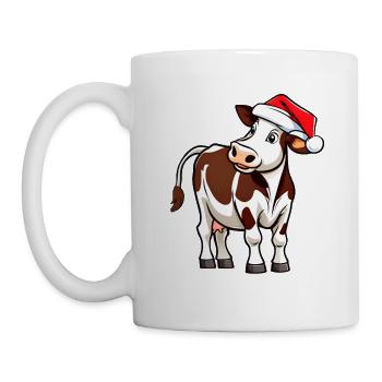 Cute cow with santa hat - Mug - white - Left
