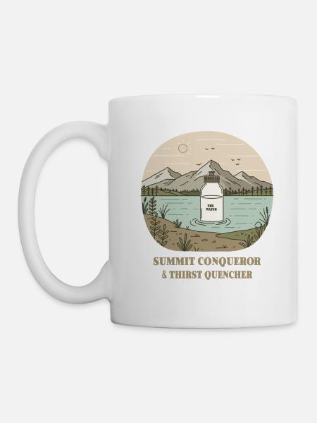 Randonneurs au sommet et désaltérants - Mug blanc - blanc