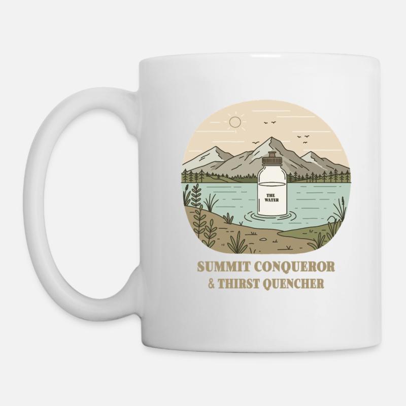 Randonneurs au sommet et désaltérants - Mug blanc - blanc