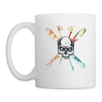 Ski skull skull skier shirt - Mug - white - Left