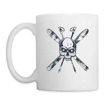 Ski skull skull skier shirt - Mug - white - Left
