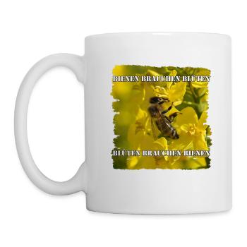 Bienen und Blüten sind miteinander verbunden - Tasse - Weiß - Links