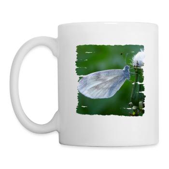 Schmetterling ruht auf einer Distel - Tasse - Weiß - Links
