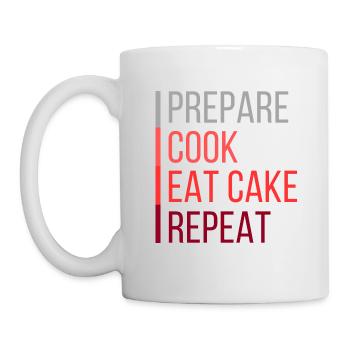 Anleitung zum Kochen von Apfelkuchen - Tasse - Weiß - Links