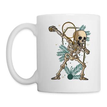 Dabbing Skeleton Joueur de tennis avec raquette de tennis - Mug blanc - blanc - Gauche