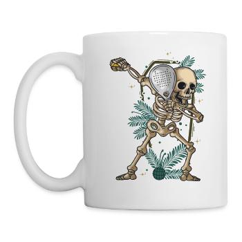 Halloween Padel Dabbing Skeleton Padel Schläger - Tasse - Weiß - Links