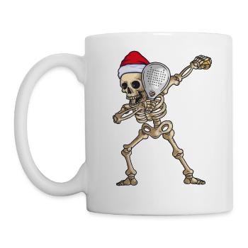 Padel Christmas Skeleton Santa Hat Paddle Tennis - Mug - white - Left