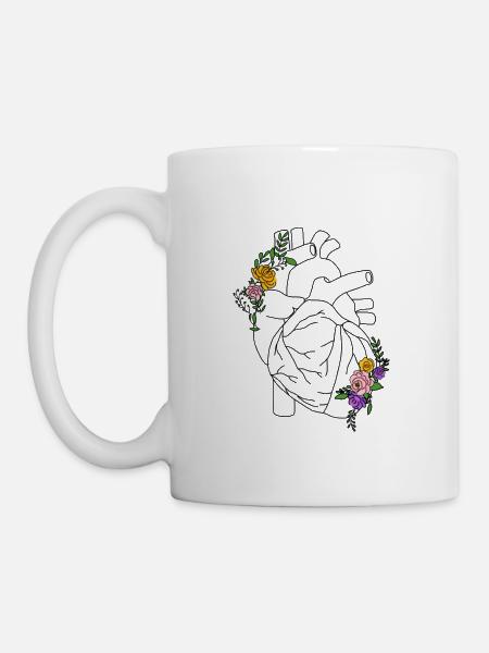Flower Heart - Flower Power - Cardiology - Tasse - Weiß
