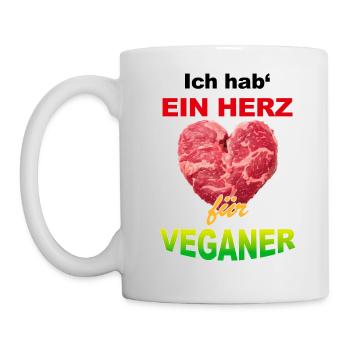 Ein Herz Für Veganer - dunkel - Tasse - Weiß - Links