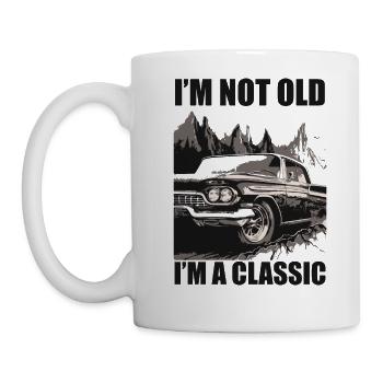 Voitures classiques en noir et blanc - Mug blanc - blanc - Gauche