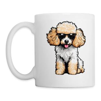 Cute poodle with sunglasses - Mug - white - Left