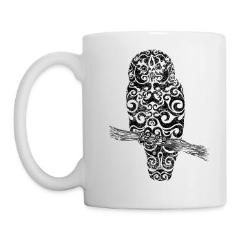 Swirly Owl (b&w) - Mug - white - Left