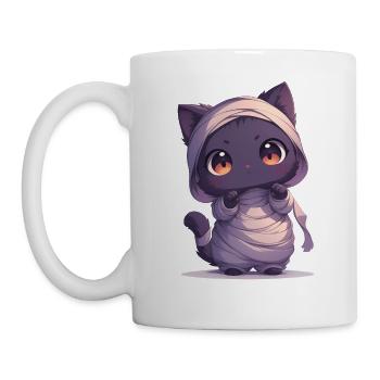 Cute Halloween cat dressed as a mummy - Mug - white - Left
