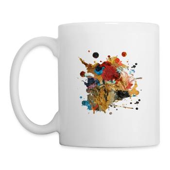 Farbkleckse oder Kunstwerk - Tasse - Weiß - Links
