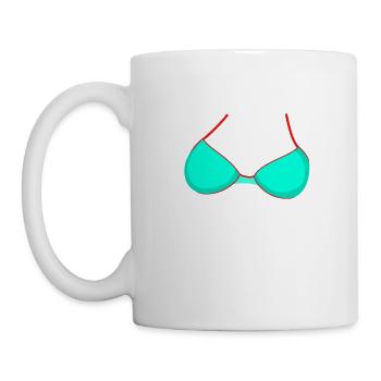 Costume de soutien-gorge de plage bikini turquoise Carnaval de Mardi Gras - Mug blanc - blanc - Gauche