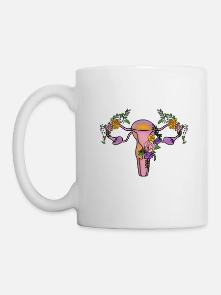 Blumiger Uterus - Tasse - Weiß
