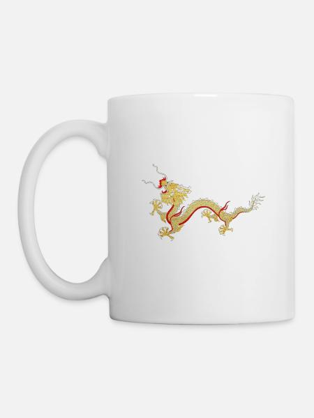 Symbole de protection de la fortune du dragon asiatique - Mug blanc - blanc