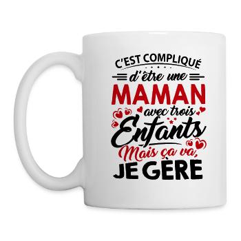 T-Shirt der Mutter Tages - Mamma mit drei Kindern - Tasse - Weiß - Links