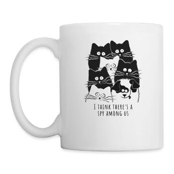 I Think There´s A Spy Among Us. Katzenbande Hund - Tasse - Weiß - Links