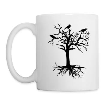 Rabe Raben alter Baum mystisch - Tasse - Weiß - Links
