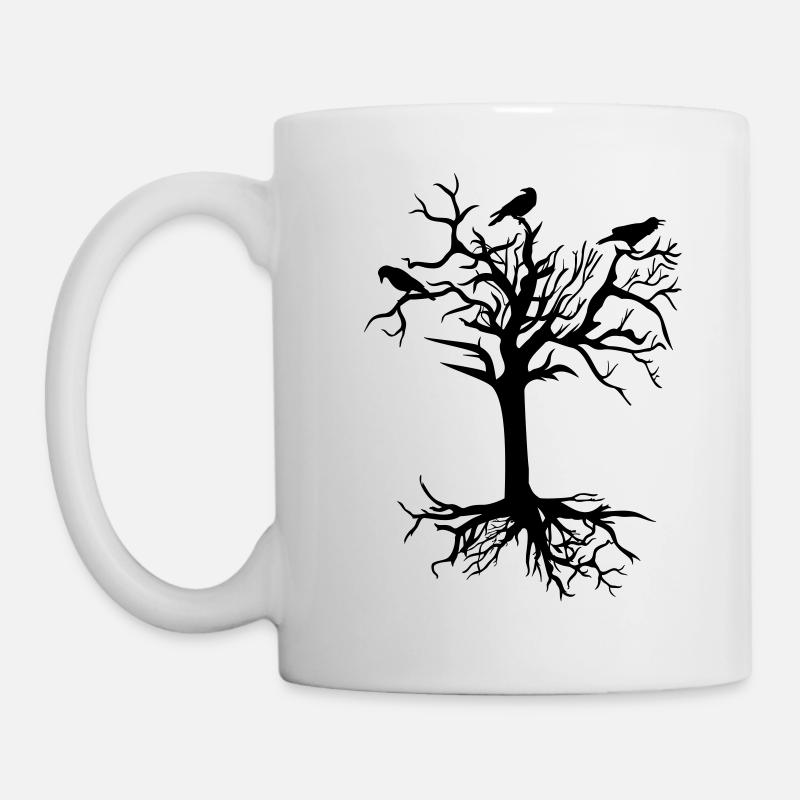 Rabe Raben alter Baum mystisch - Tasse - Weiß