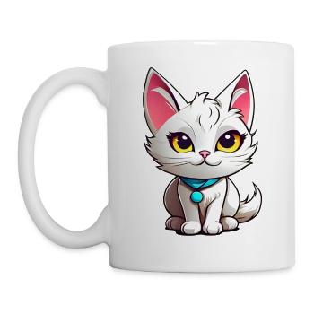 Chat blanc mignon - Mug blanc - blanc - Gauche