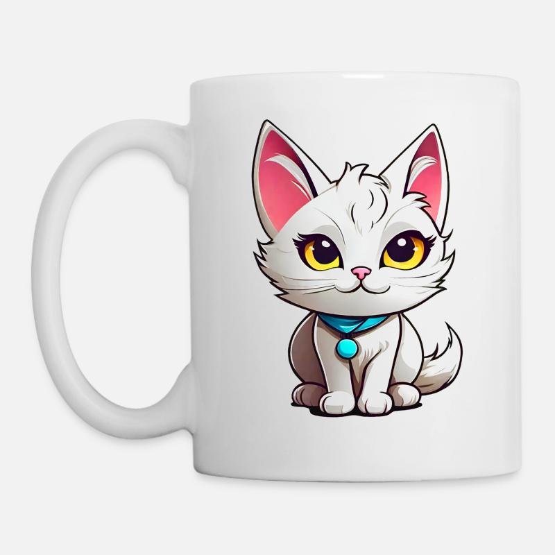 Chat blanc mignon - Mug blanc - blanc