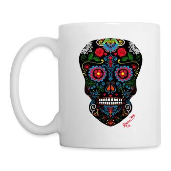 Mexikanischer Schädel - Tasse - Weiß - Links