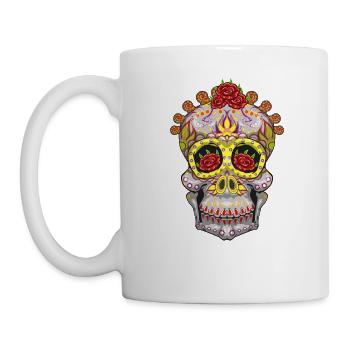 Sugar Skull Tag der Toten Halloween - Tasse - Weiß - Links