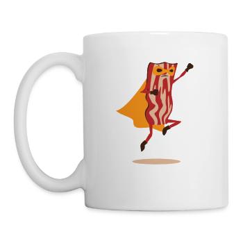 Bacon Superhero Held Superheld Fleisch Fans - Tasse - Weiß - Links