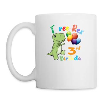Three Rex Dinosaur 3rd Birthday Gift Design - Mug - white - Left