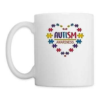 Autism Awareness - Autistic Support ASD Heart - Mug - white - Left